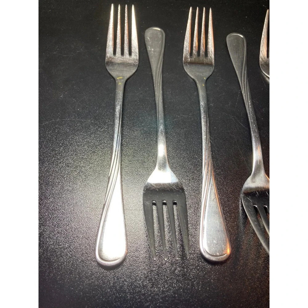 Justinus Edelstahl 18/10 Stainless 6 Dinner Forks Germany Flatware Swirl Line‎